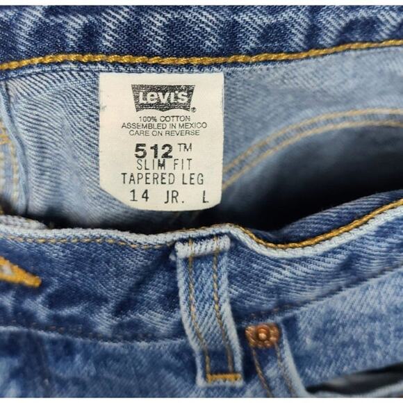 Vintage Levi's 512 Slim Fit Tapered Leg Medium Wash Jeans, Sz 14/30 Junior Long - Picture 4 of 11